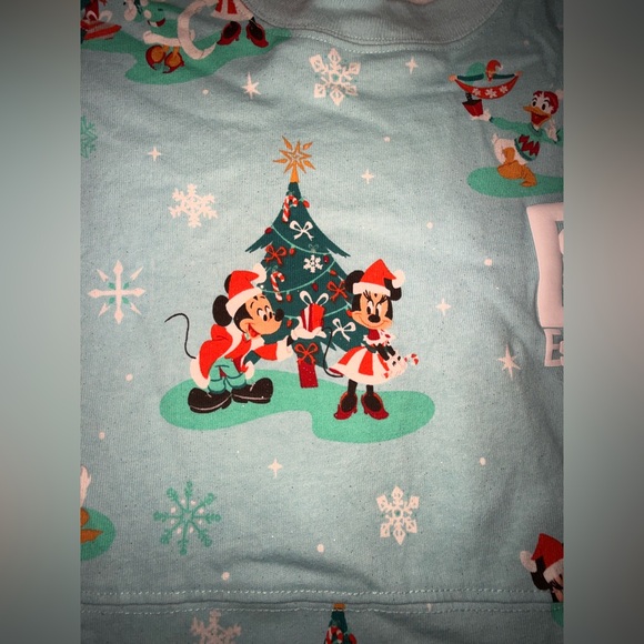 WALT DISNEY WORLD 2023 Aqua Blue Glitter Christmas Holiday Spirit Jersey Size XL - Picture 8 of 10